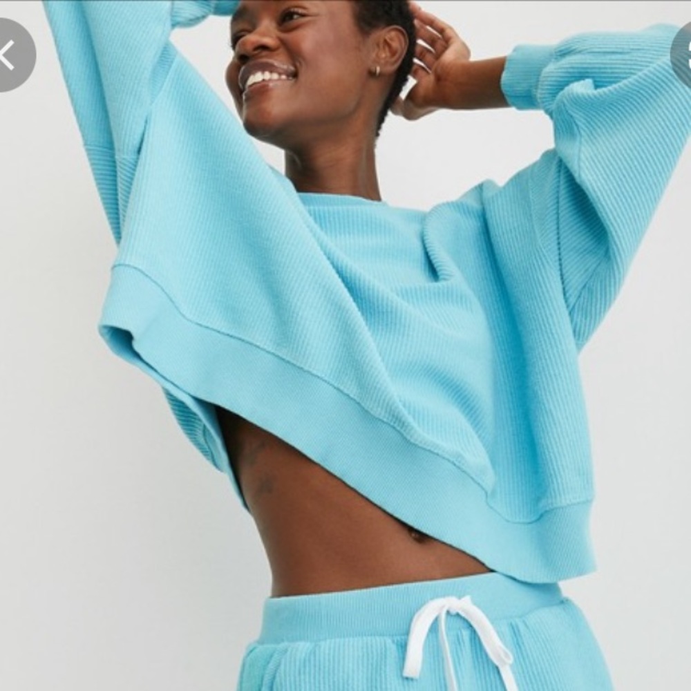 Aerie new love corded cropped sweatshirt - size L